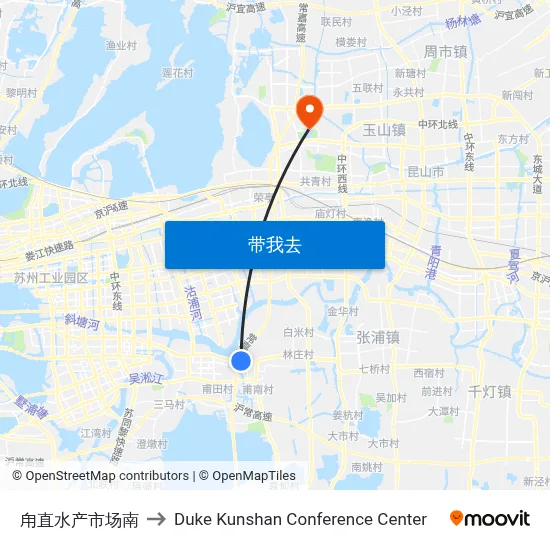 甪直水产市场南 to Duke Kunshan Conference Center map