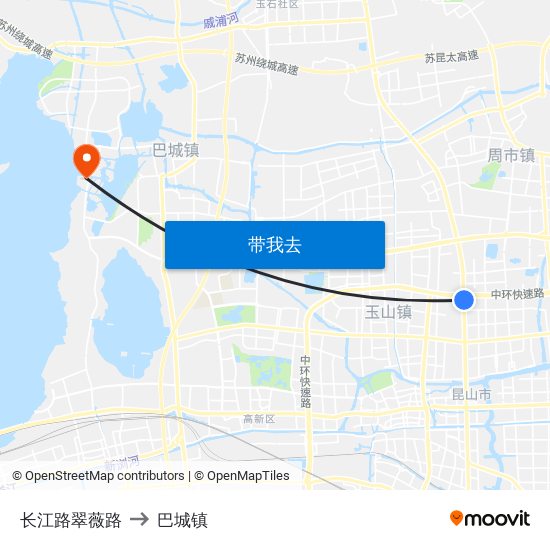 长江路翠薇路 to 巴城镇 map