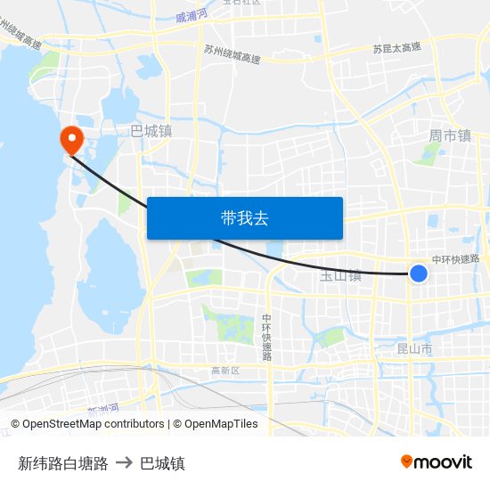 新纬路白塘路 to 巴城镇 map