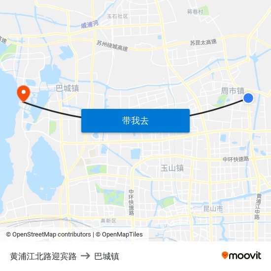 黄浦江北路迎宾路 to 巴城镇 map