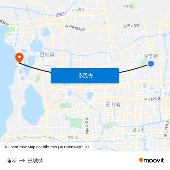 庙泾 to 巴城镇 map