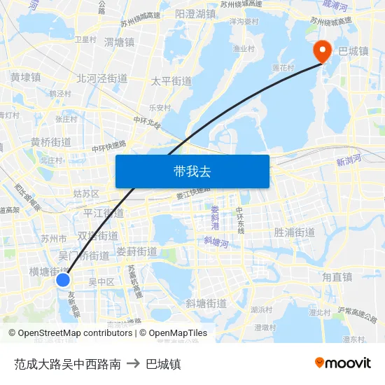 范成大路吴中西路南 to 巴城镇 map