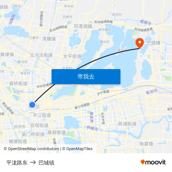 平泷路东 to 巴城镇 map