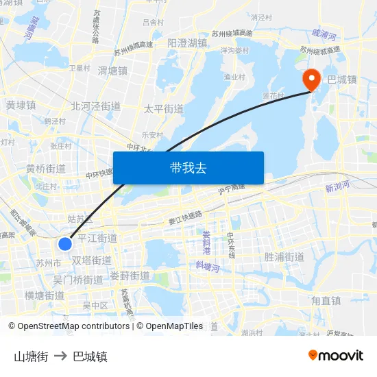 山塘街 to 巴城镇 map