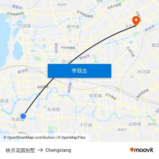 映月花园别墅 to Chengxiang map