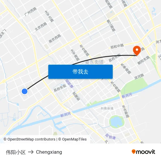 伟阳小区 to Chengxiang map