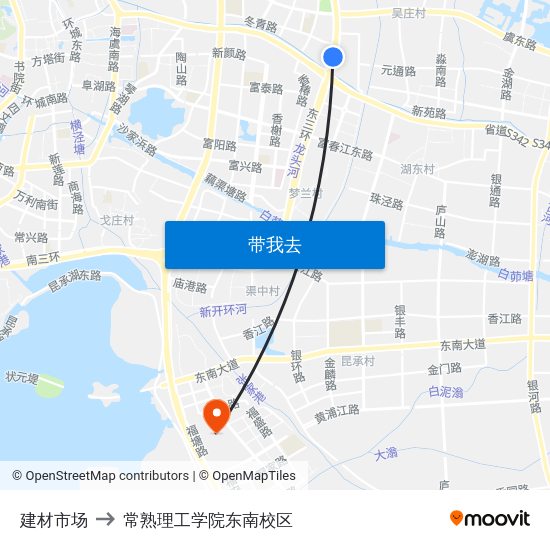 建材市场 to 常熟理工学院东南校区 map