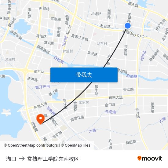 湖口 to 常熟理工学院东南校区 map
