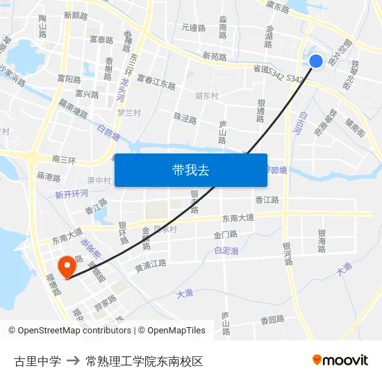 古里中学 to 常熟理工学院东南校区 map