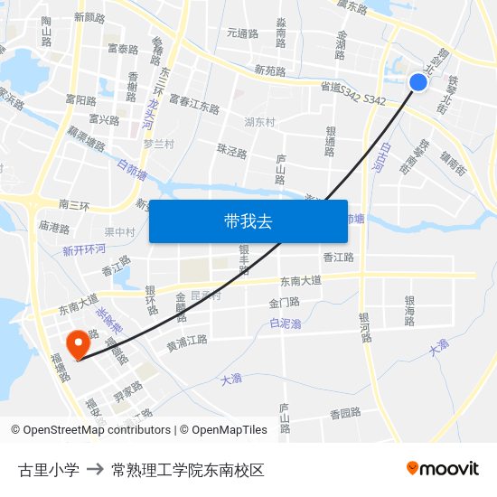 古里小学 to 常熟理工学院东南校区 map