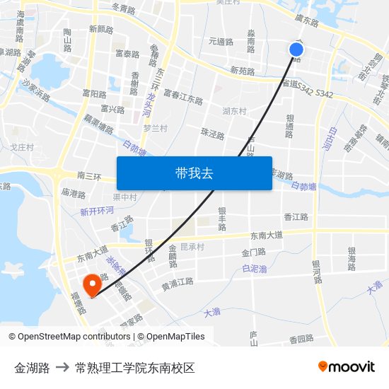 金湖路 to 常熟理工学院东南校区 map