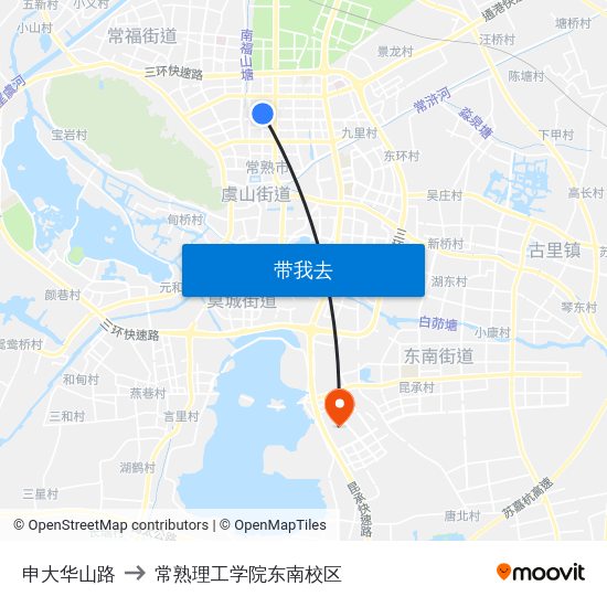 申大华山路 to 常熟理工学院东南校区 map