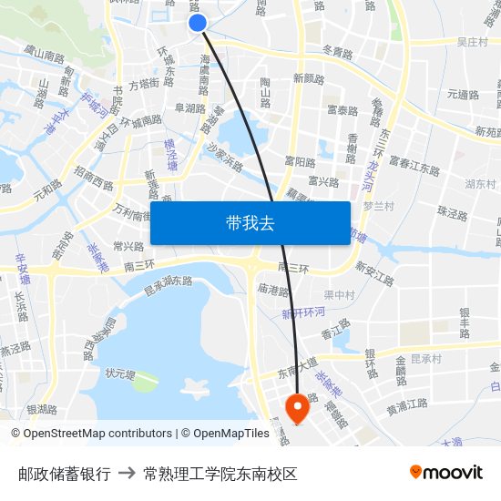 邮政储蓄银行 to 常熟理工学院东南校区 map