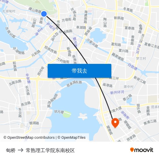 甸桥 to 常熟理工学院东南校区 map