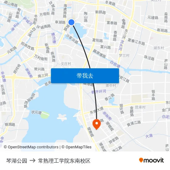 琴湖公园 to 常熟理工学院东南校区 map