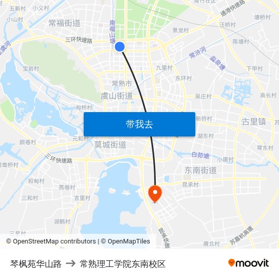 琴枫苑华山路 to 常熟理工学院东南校区 map