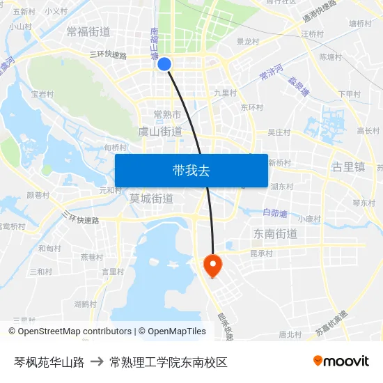 琴枫苑华山路 to 常熟理工学院东南校区 map