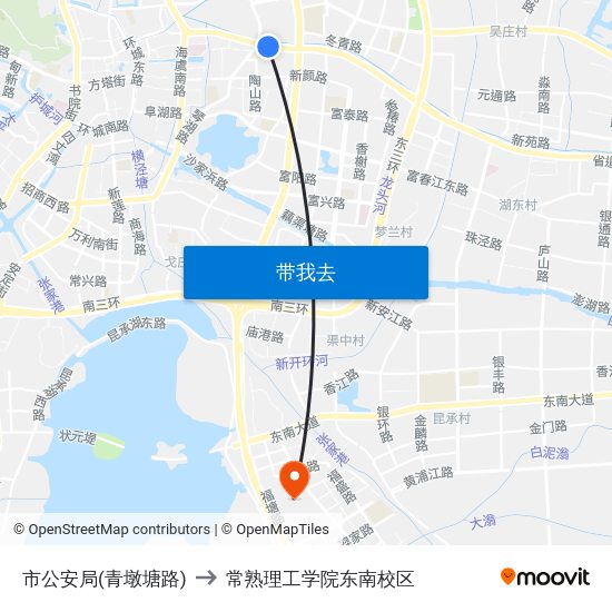 市公安局(青墩塘路) to 常熟理工学院东南校区 map