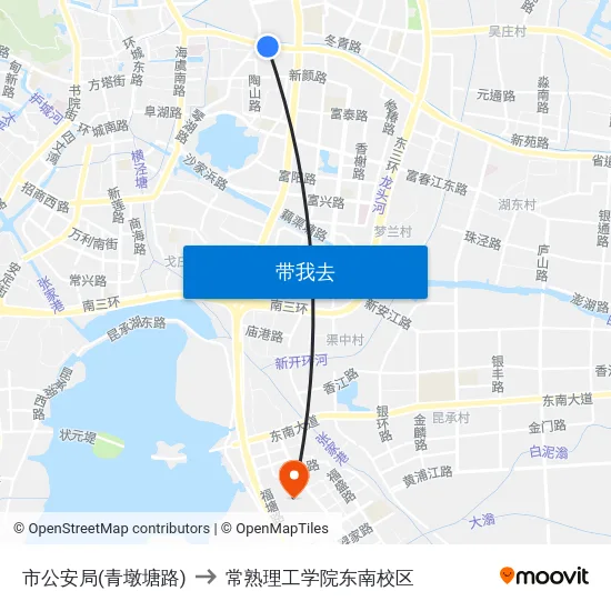 市公安局(青墩塘路) to 常熟理工学院东南校区 map
