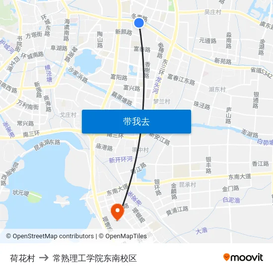 荷花村 to 常熟理工学院东南校区 map