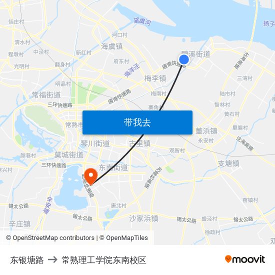 东银塘路 to 常熟理工学院东南校区 map