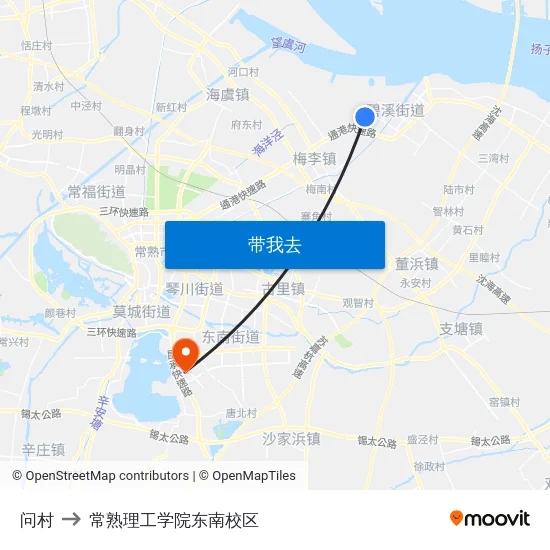 问村 to 常熟理工学院东南校区 map