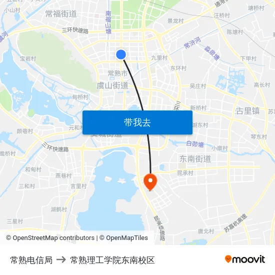 常熟电信局 to 常熟理工学院东南校区 map