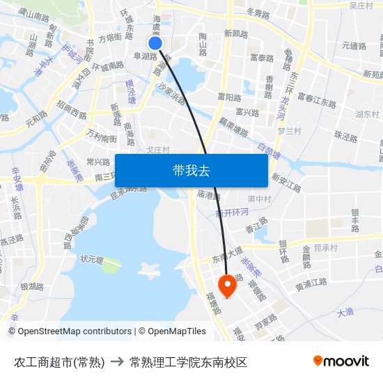 农工商超市(常熟) to 常熟理工学院东南校区 map