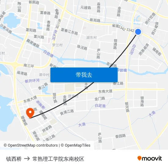 镇西桥 to 常熟理工学院东南校区 map