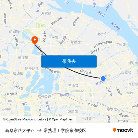 新华东路太平路 to 常熟理工学院东湖校区 map