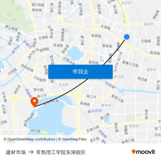 建材市场 to 常熟理工学院东湖校区 map