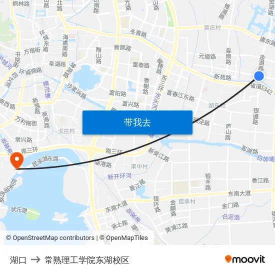 湖口 to 常熟理工学院东湖校区 map