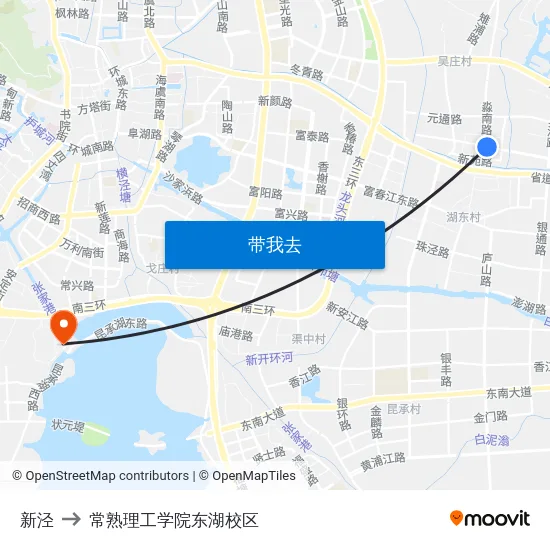 新泾 to 常熟理工学院东湖校区 map