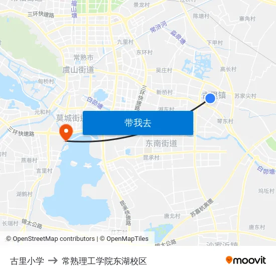 古里小学 to 常熟理工学院东湖校区 map