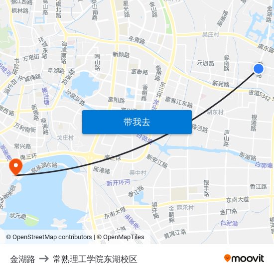 金湖路 to 常熟理工学院东湖校区 map