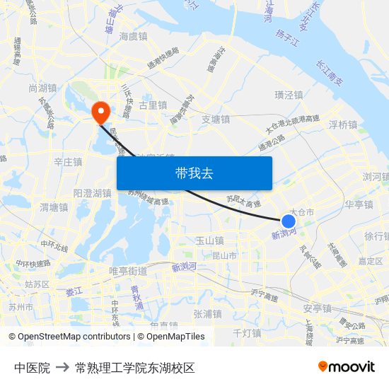 中医院 to 常熟理工学院东湖校区 map