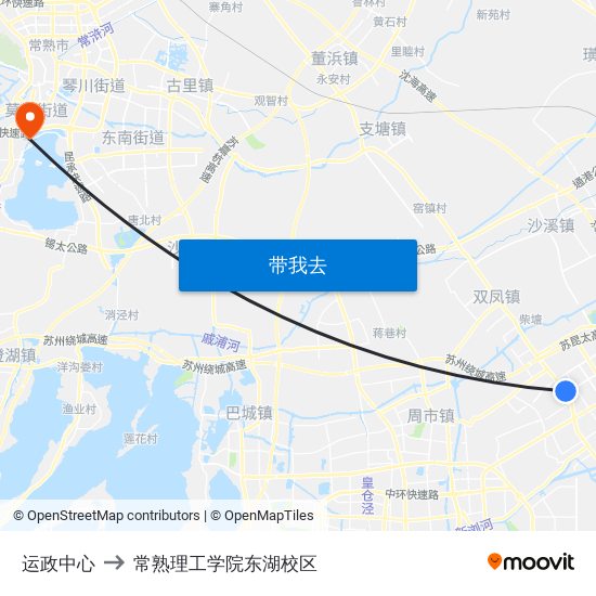 运政中心 to 常熟理工学院东湖校区 map