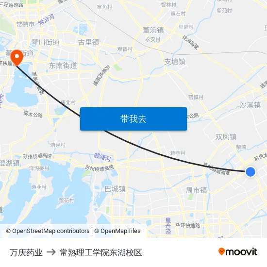 万庆药业 to 常熟理工学院东湖校区 map
