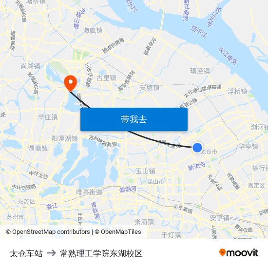 太仓车站 to 常熟理工学院东湖校区 map