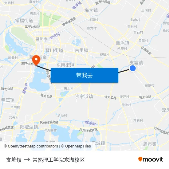 支塘镇 to 常熟理工学院东湖校区 map