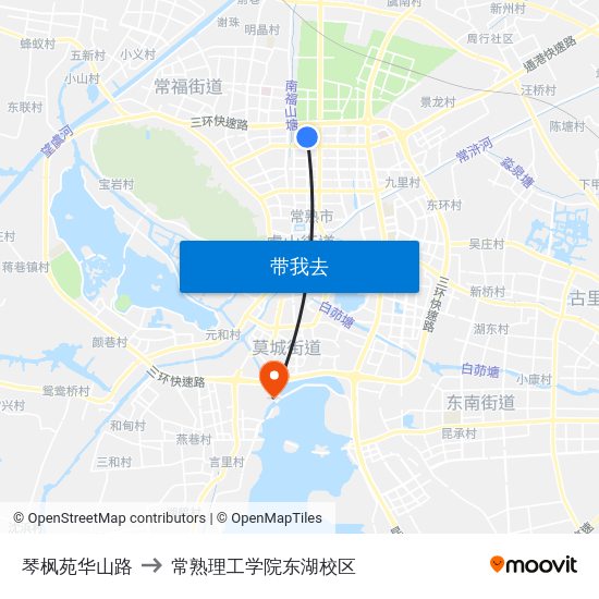 琴枫苑华山路 to 常熟理工学院东湖校区 map