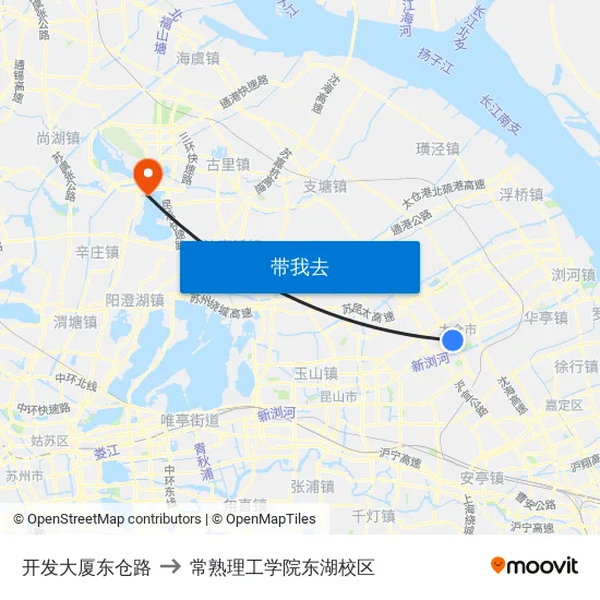 开发大厦东仓路 to 常熟理工学院东湖校区 map