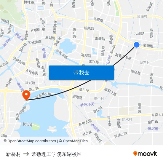 新桥村 to 常熟理工学院东湖校区 map