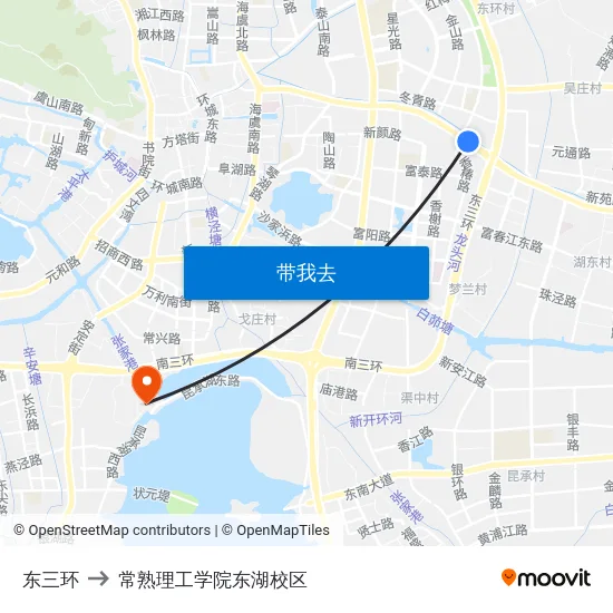东三环 to 常熟理工学院东湖校区 map