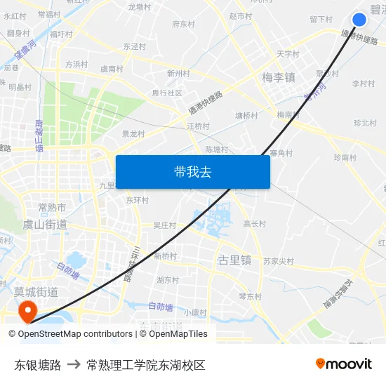 东银塘路 to 常熟理工学院东湖校区 map