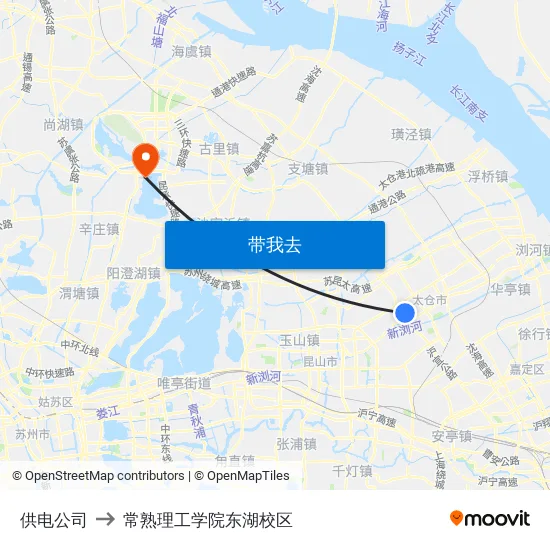 供电公司 to 常熟理工学院东湖校区 map