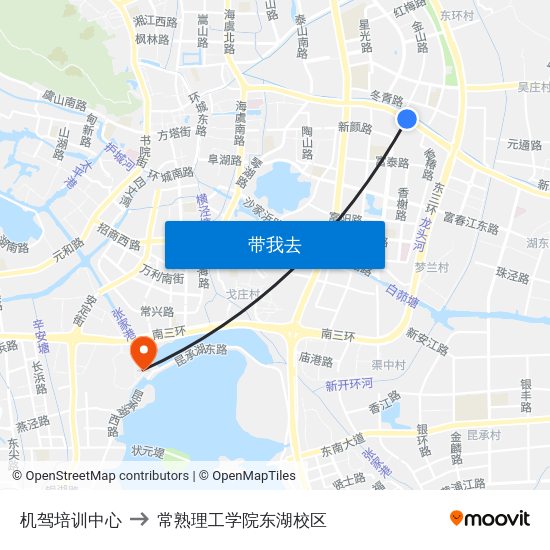 机驾培训中心 to 常熟理工学院东湖校区 map