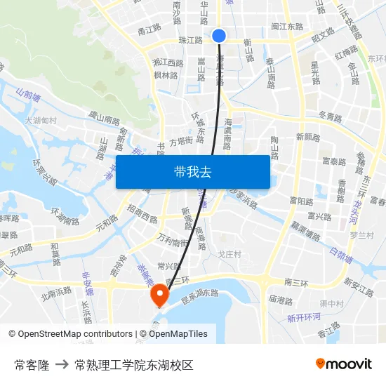 常客隆 to 常熟理工学院东湖校区 map