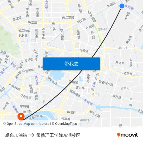 淼泉加油站 to 常熟理工学院东湖校区 map