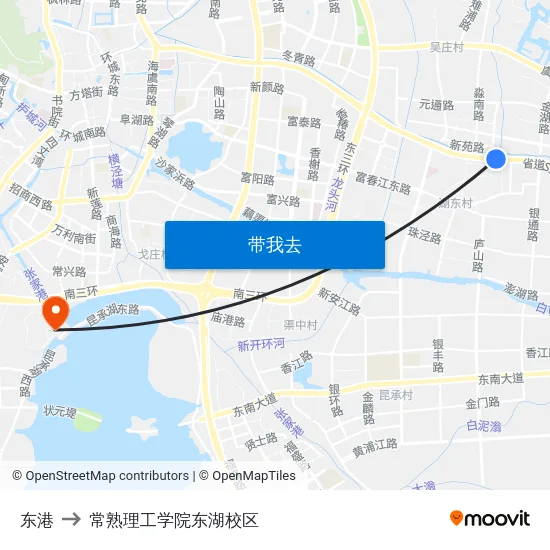东港 to 常熟理工学院东湖校区 map